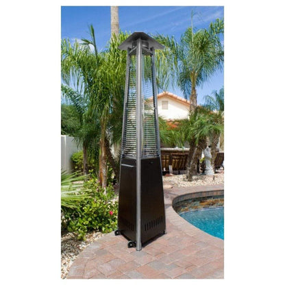 AZ Patio 94" Hammered Bronze Tall Commercial Triangle Non-Reflective Glass Tube Heater