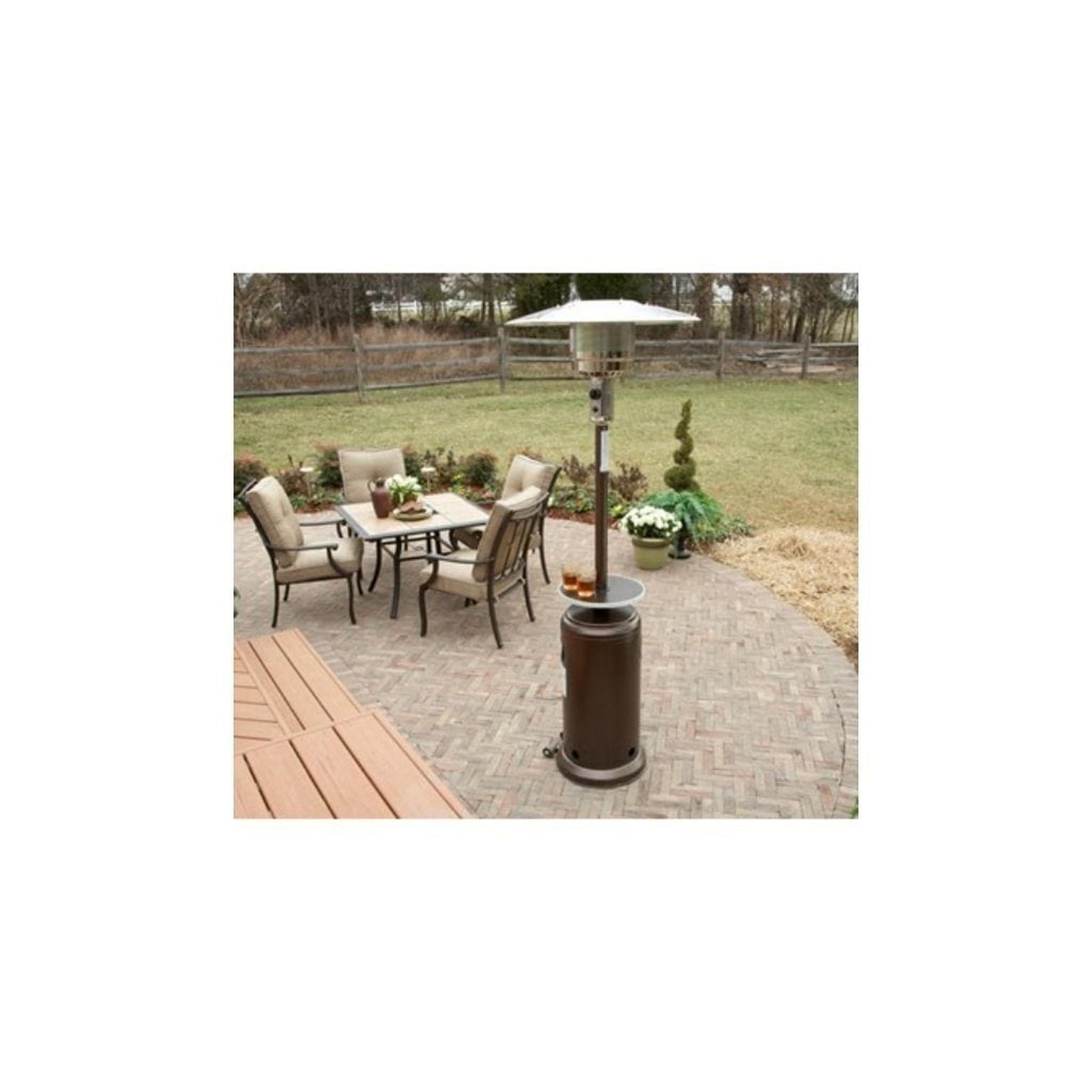 az patio heaters umbrella base heater Hammered Bronze Patio Heater with Table