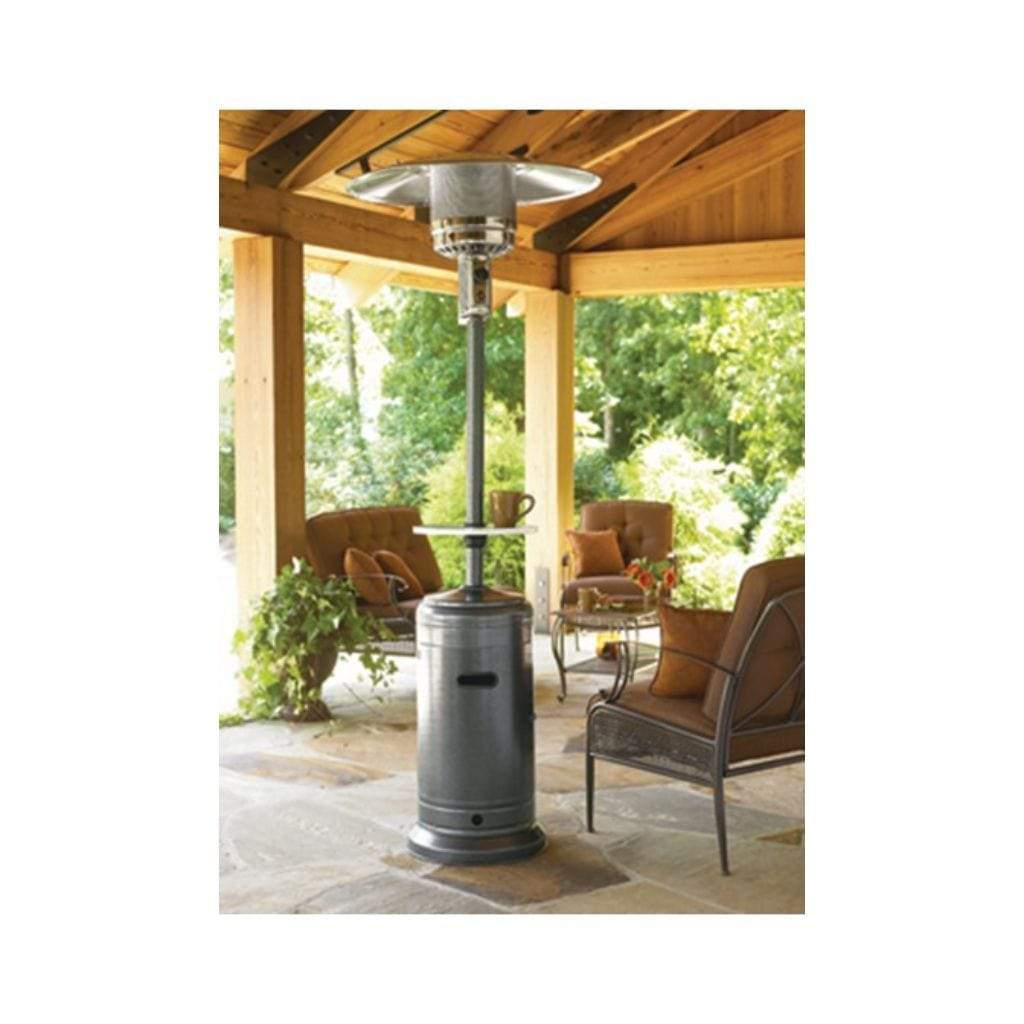 AZ Patio Heaters 87" Hammered Silver Tall Outdoor Patio Heater with Table
