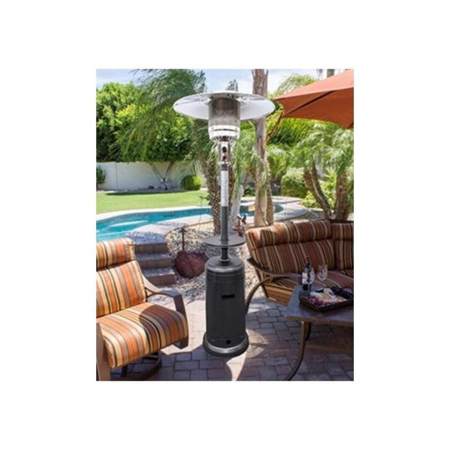 AZ Patio Heaters 87" Hammered Silver Tall Outdoor with Metal Table