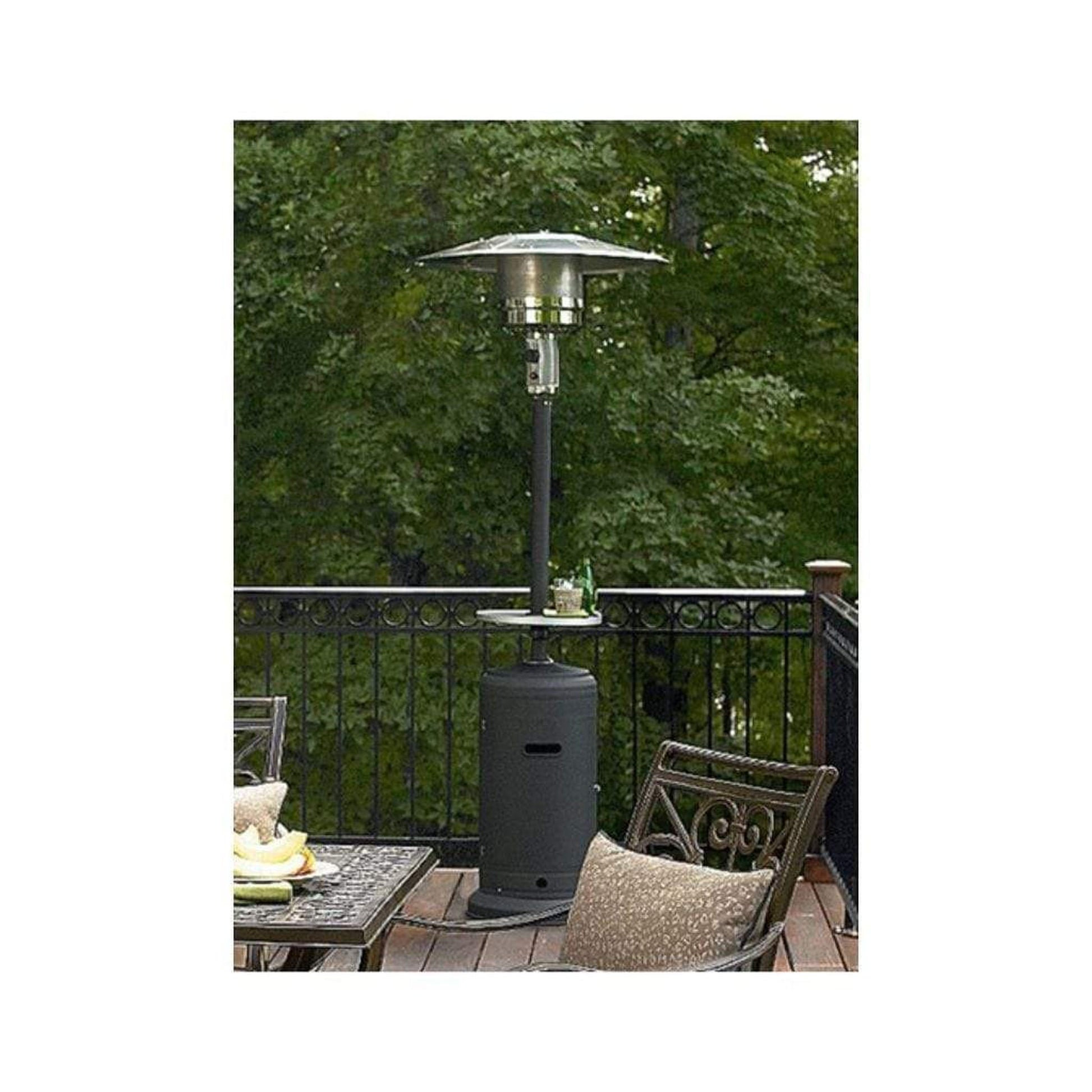 AZ Patio Heaters 87" Hammered Silver Tall Outdoor with Table