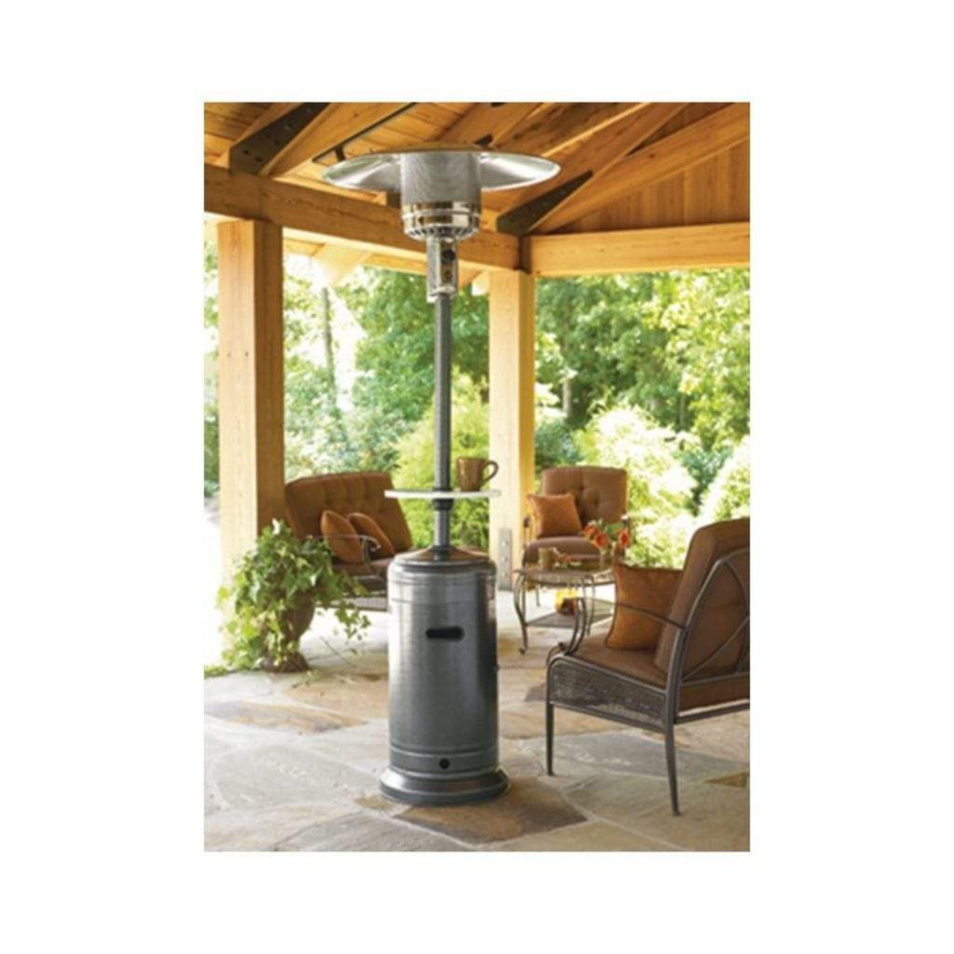 AZ Patio Heaters 87" Hammered Silver Tall Outdoor with Table