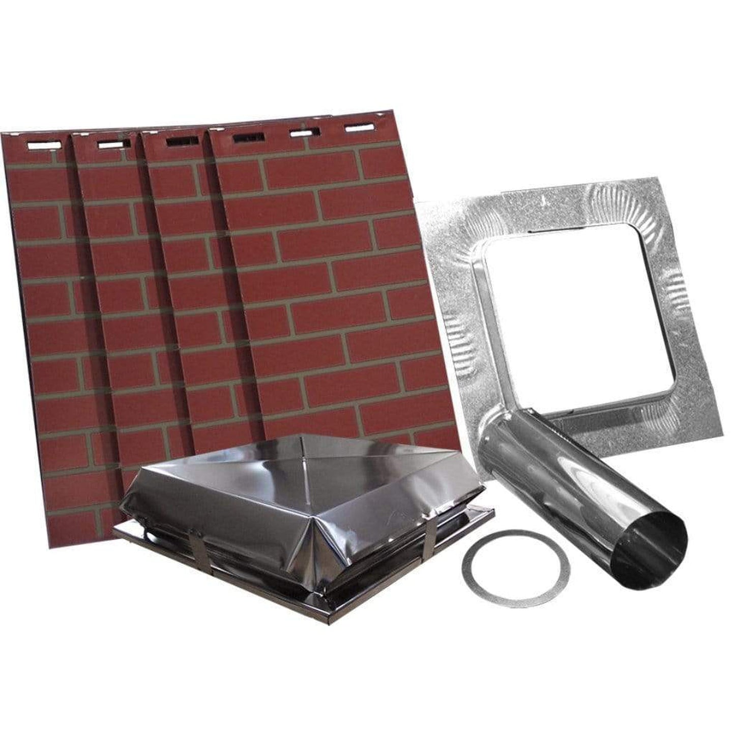 AirJet 17" x 48" Simulated Red Brick B-Vent Decorative Chimney Housing Kit