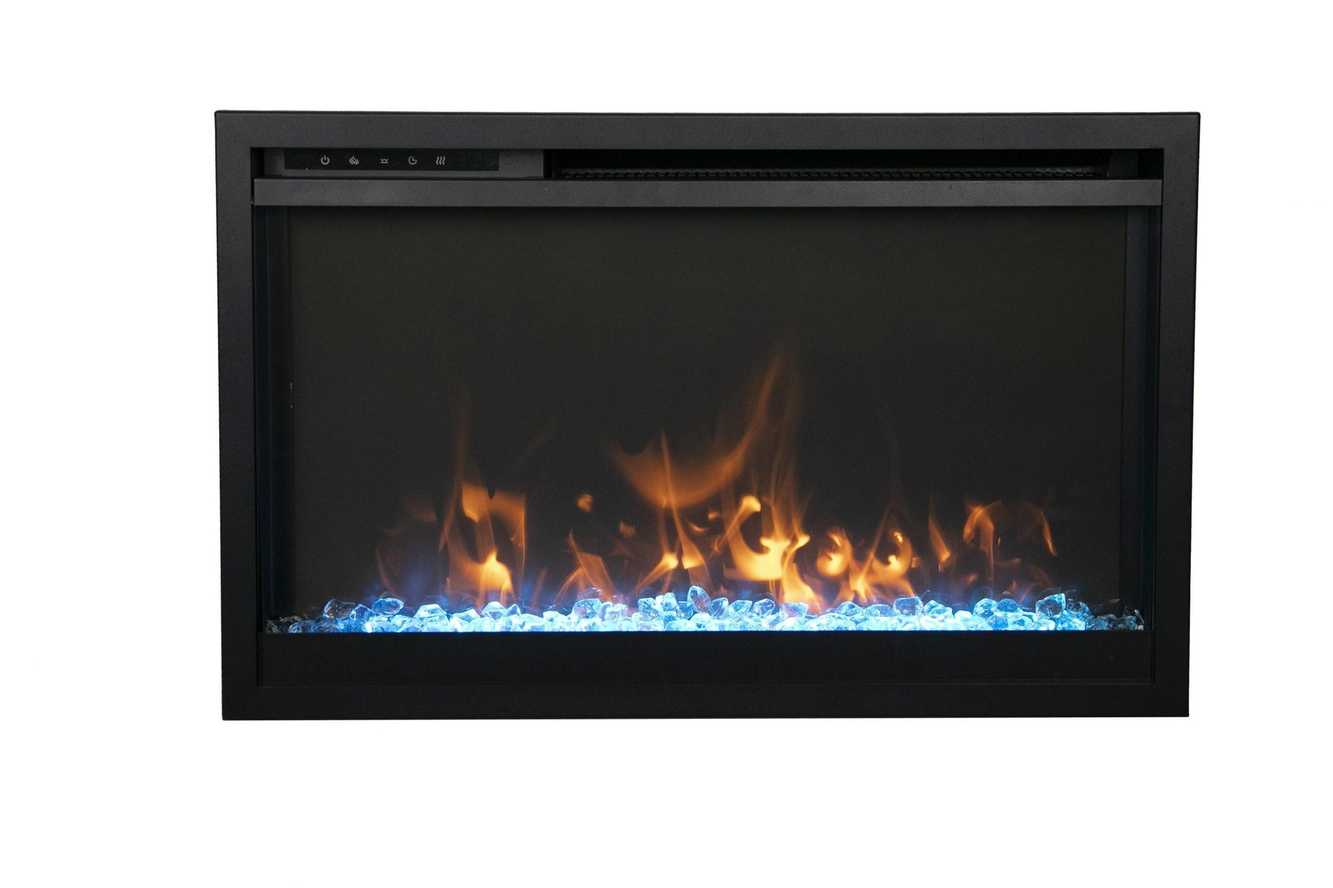 Amantii 33" Traditional Xtraslim Smart Electric Fireplace With Clear Glass Media