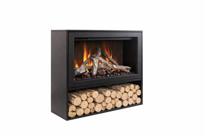 Amantii Black Contemporary Pedestal Display With Storage Compartment for TRD 26" Fireplace