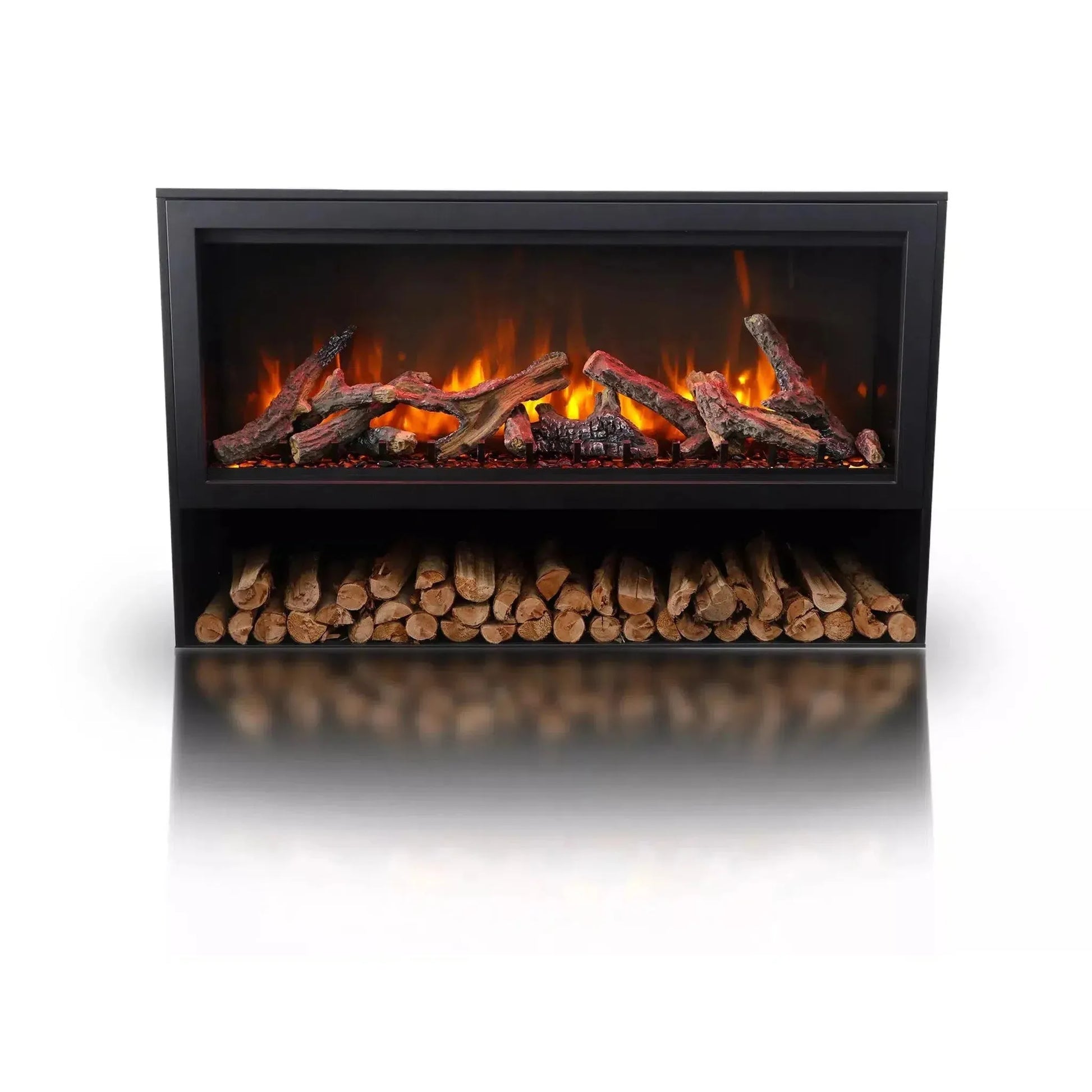 Remii by Amantii Black Contemporary Pedestal Display With Storage Compartment for 33" Classic Traditional Electric Fireplace