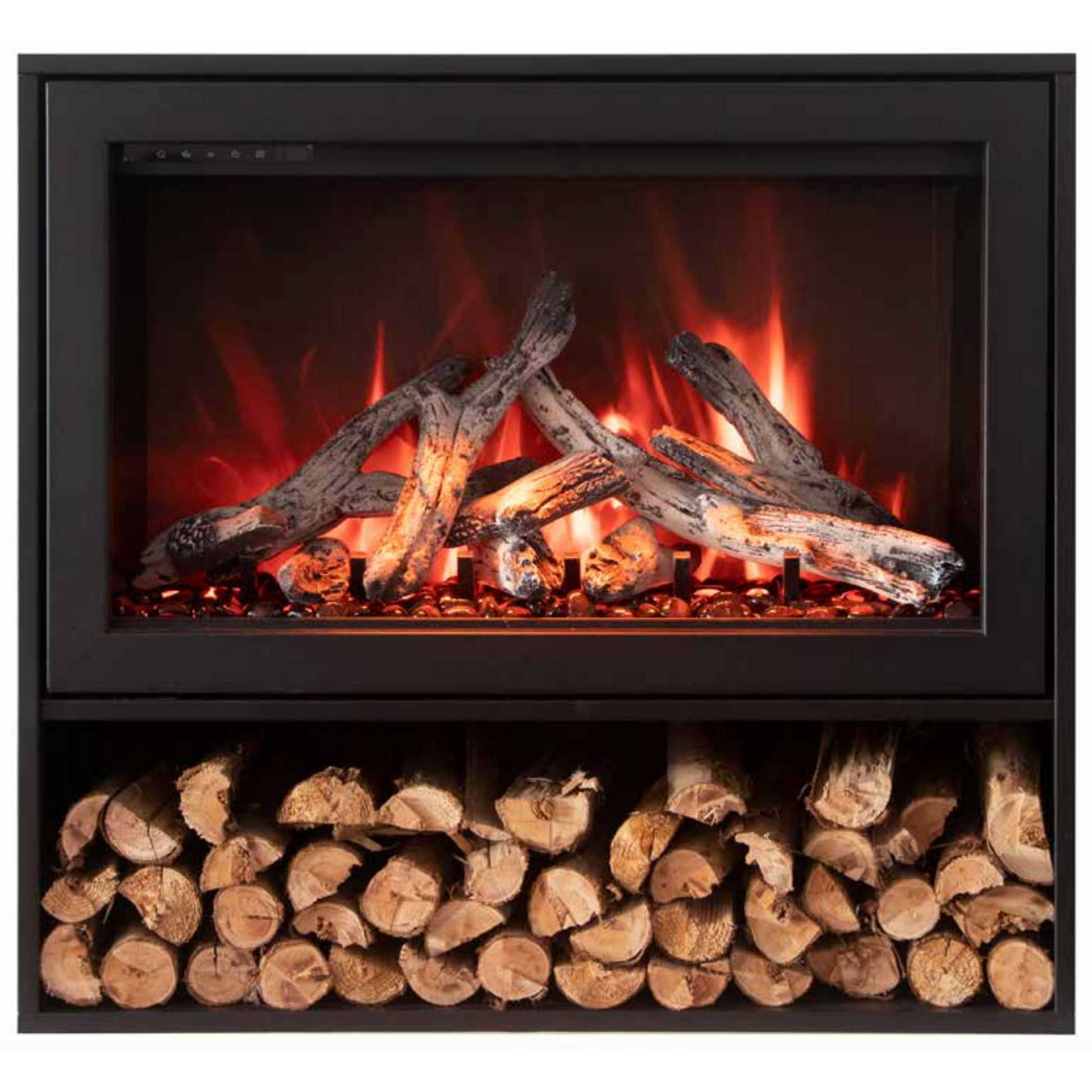 Remii by Amantii Black Contemporary Pedestal Display With Storage Compartment for 33" Classic Traditional Electric Fireplace