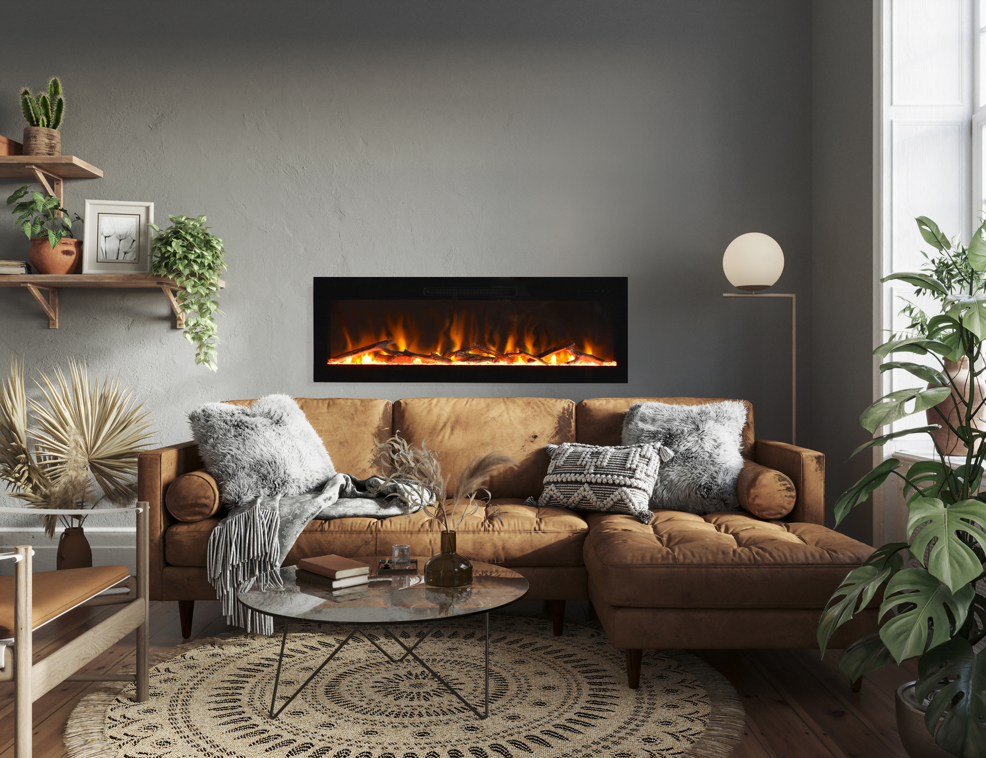 Amantii Fire & Ice Evolution Linear 42" WiFi Enabled Wall-Mounted Electric Fireplace