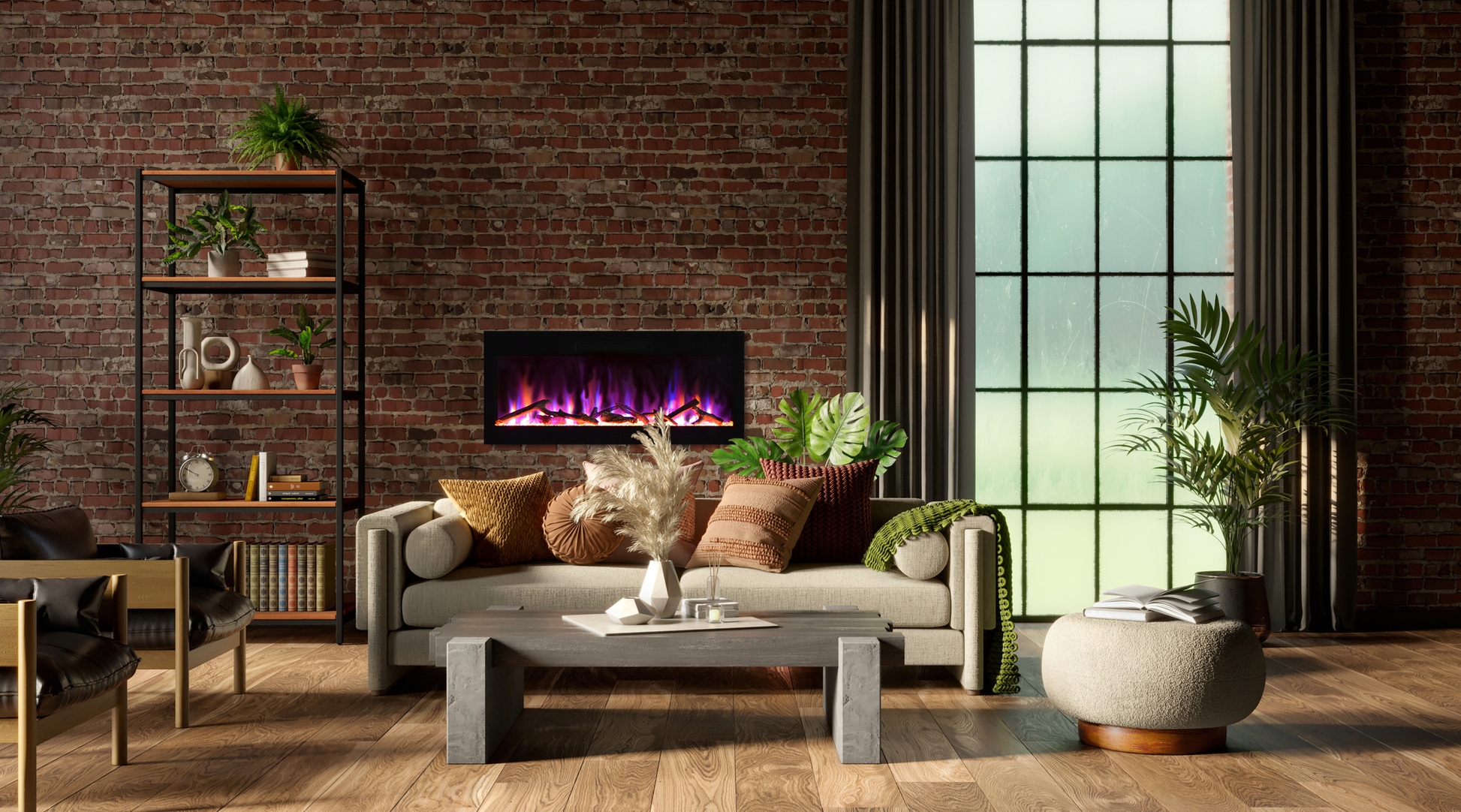 Amantii Fire & Ice Evolution Linear 42" WiFi Enabled Wall-Mounted Electric Fireplace