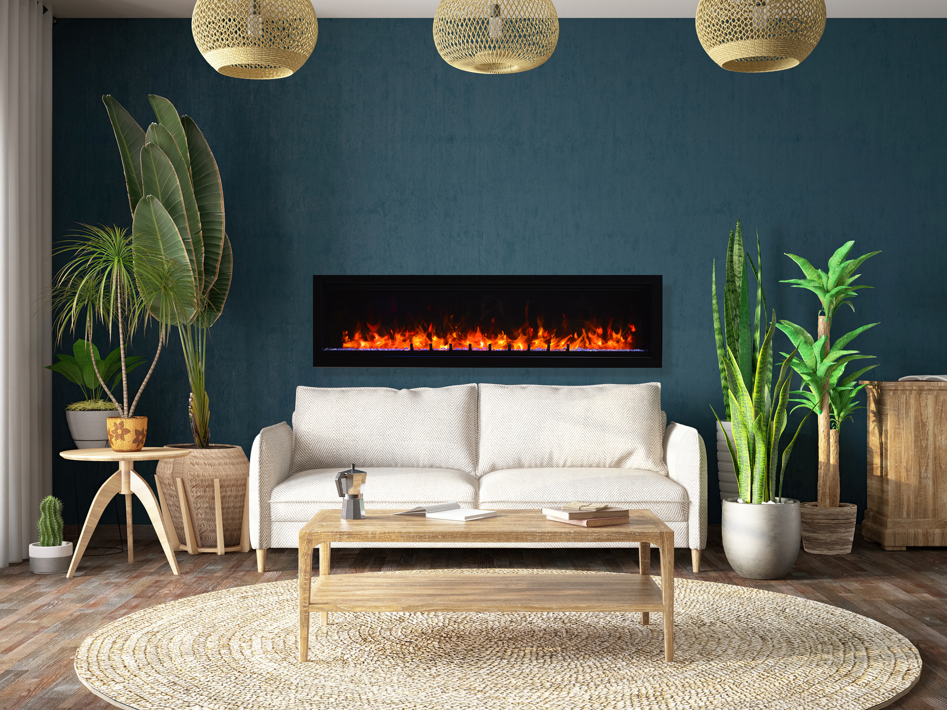 Amantii Fire & Ice Evolution Linear 60" WiFi Enabled Wall-Mounted Electric Fireplace