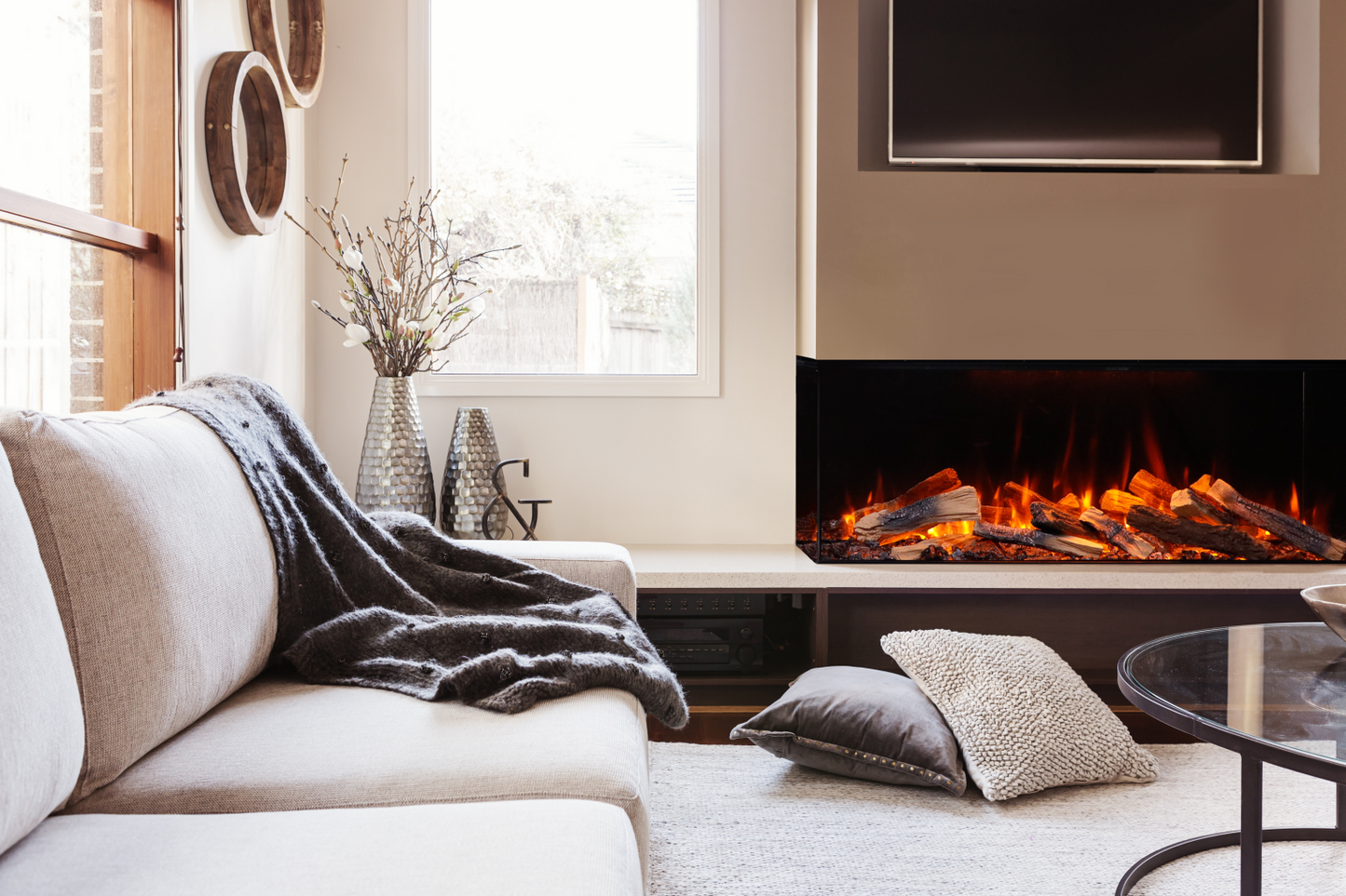 Amantii Fire & Ice LumaForest 48" 3-Sided WiFi-Enabled Built-in Electric Fireplace