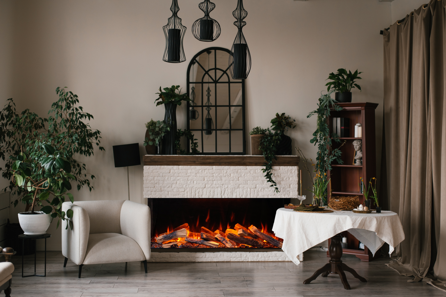 Amantii Fire & Ice LumaForest 48" 3-Sided WiFi-Enabled Built-in Electric Fireplace