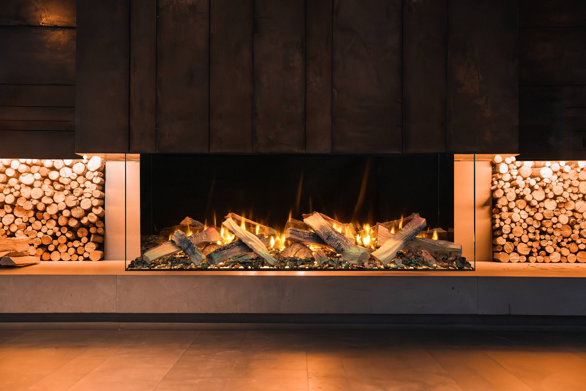 Amantii Fire & Ice LumaForest 48" 3-Sided WiFi-Enabled Built-in Electric Fireplace