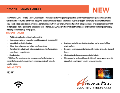 Amantii Fire & Ice LumaForest 48" 3-Sided WiFi-Enabled Built-in Electric Fireplace