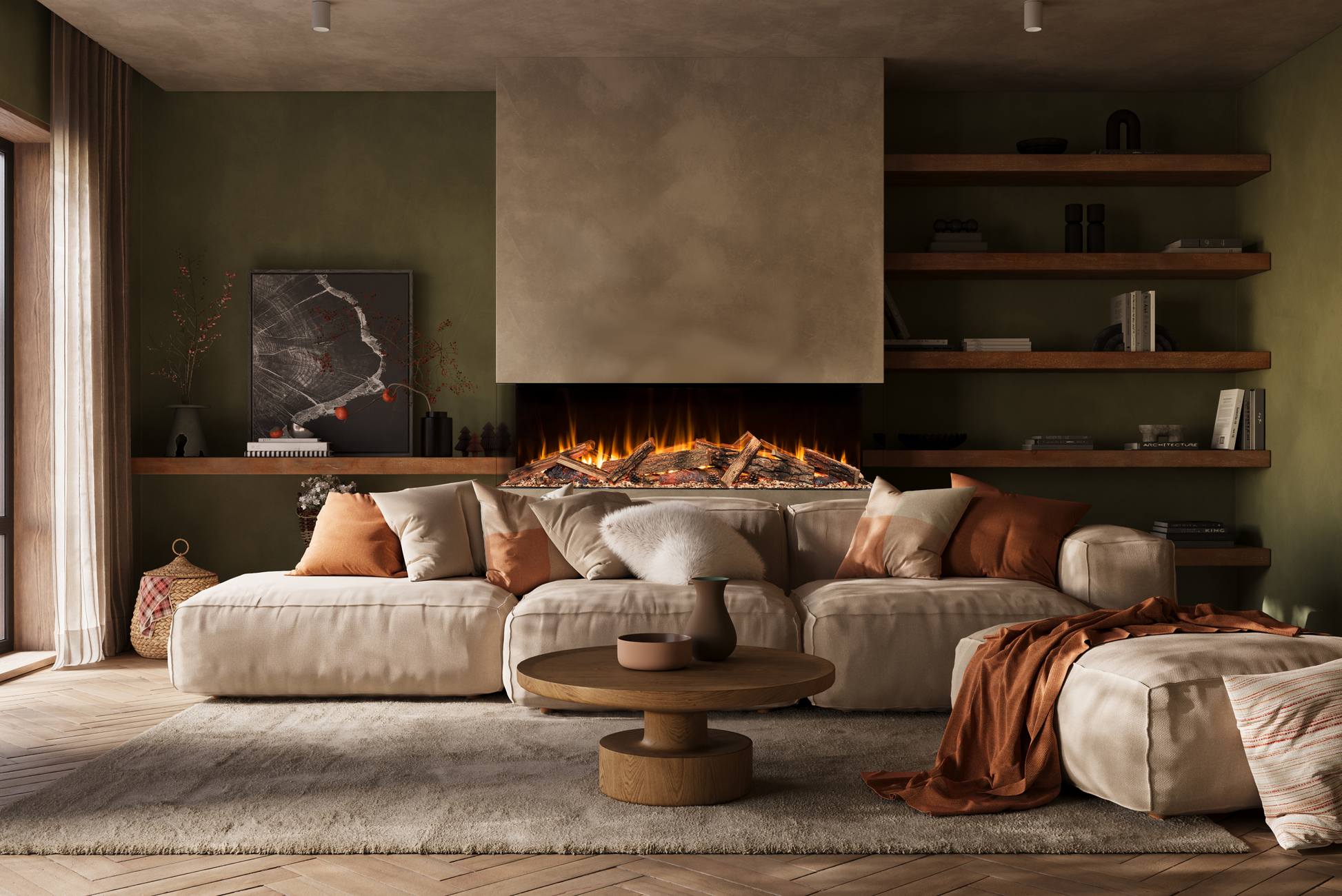 Amantii Fire & Ice LumaForest 75" 3-Sided WiFi-Enabled Built-in Electric Fireplace