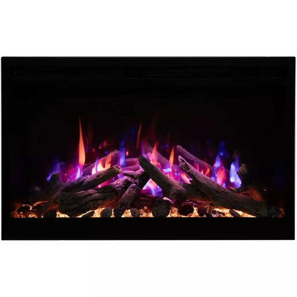 Amantii Fire & Ice RusticStone 42" WiFi-Enabled Built-in Electric Fireplace Insert