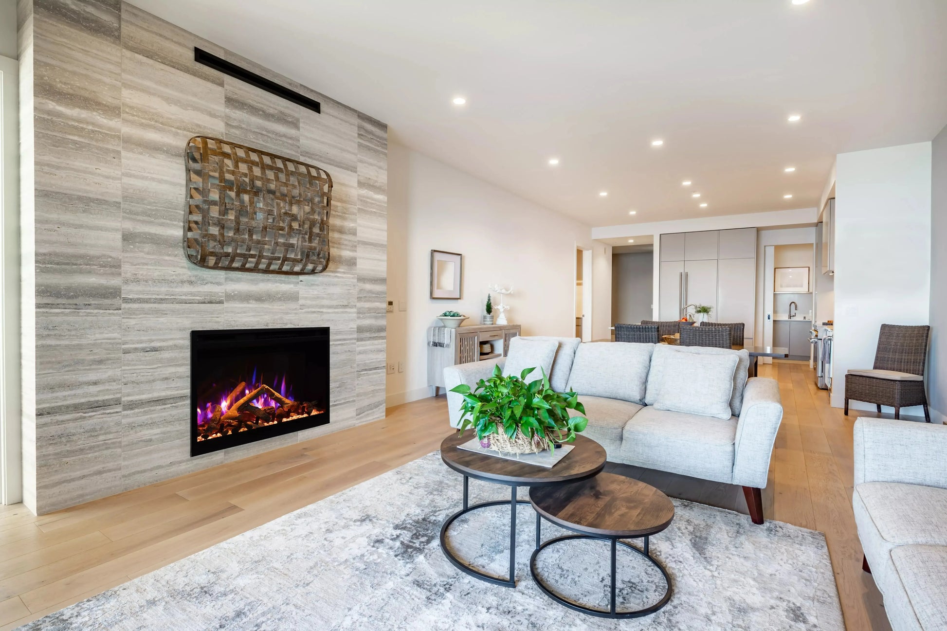 Amantii Fire & Ice RusticStone 42" WiFi-Enabled Built-in Electric Fireplace Insert