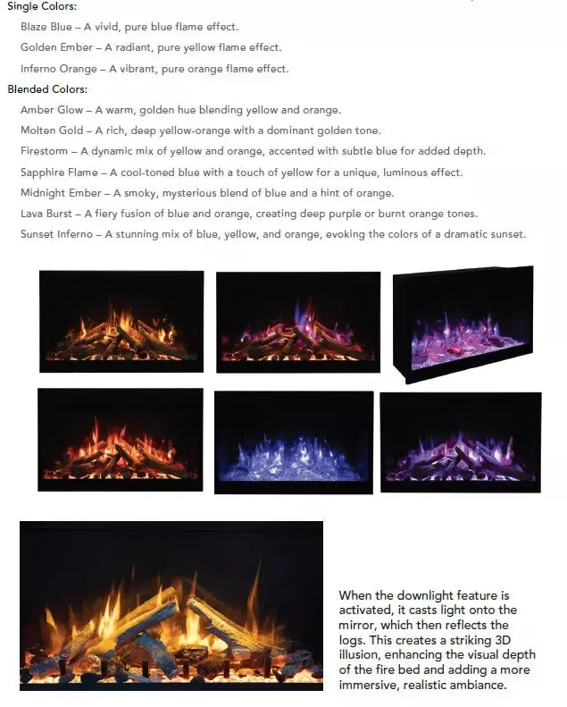 Amantii Fire & Ice RusticStone 42" WiFi-Enabled Built-in Electric Fireplace Insert