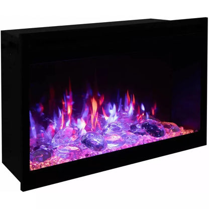 Amantii Fire & Ice RusticStone 42" WiFi-Enabled Built-in Electric Fireplace Insert