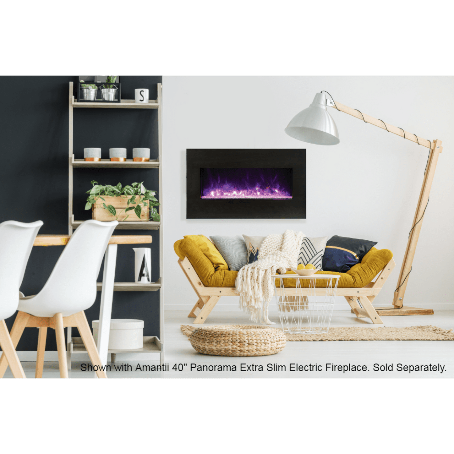 Amantii Knotty Black Birch Wooden Mantel Surround for Panorama 40" Extra Slim Fireplace