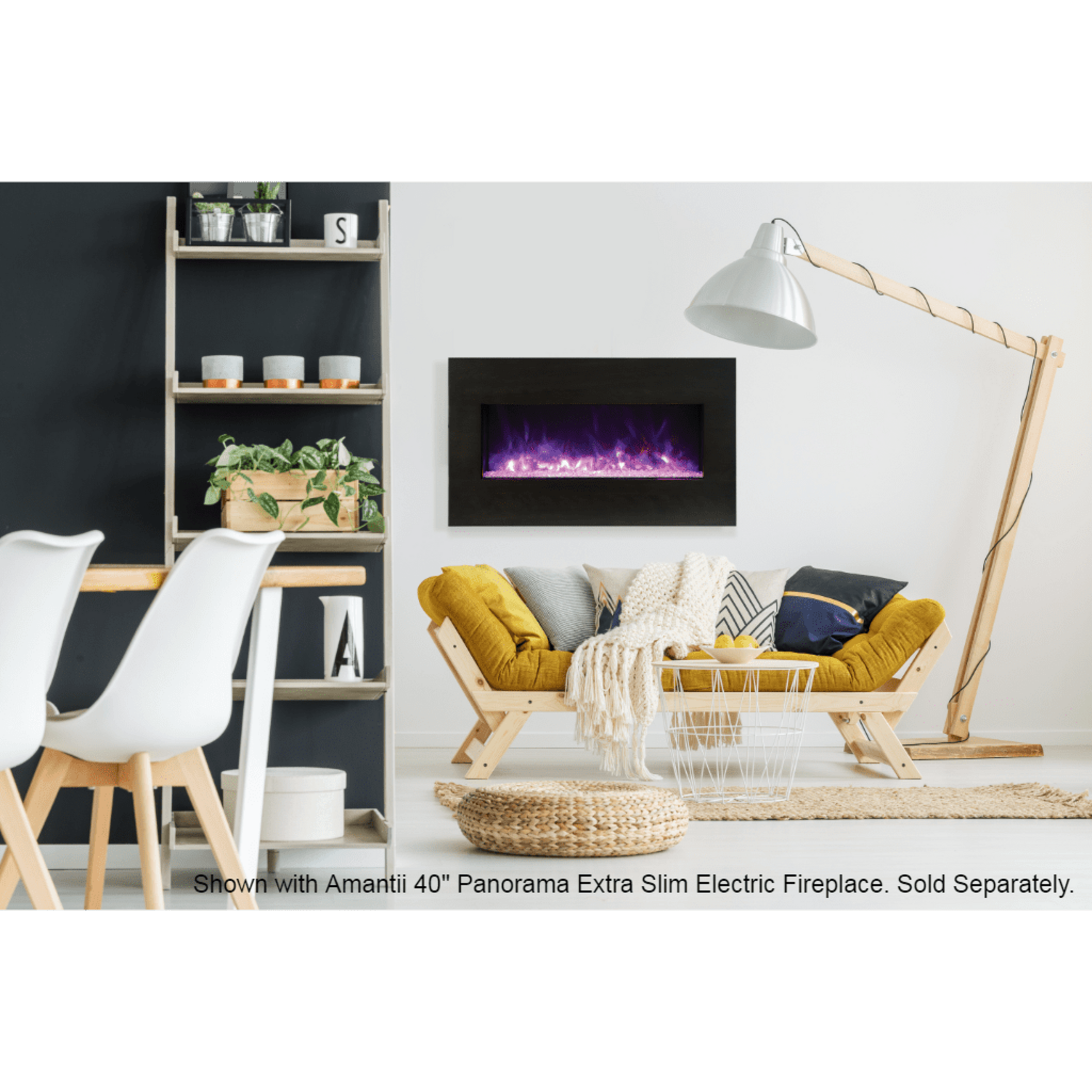 Amantii Knotty Black Birch Wooden Mantel Surround for Panorama 40" Extra Slim Fireplace