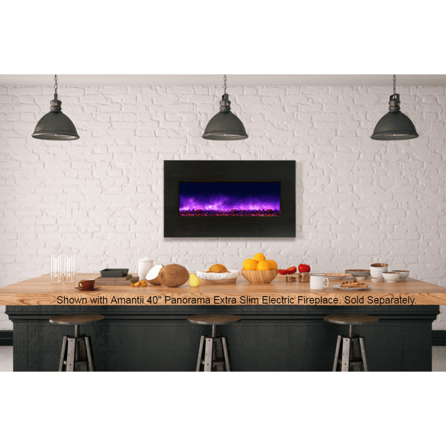 Amantii Knotty Black Birch Wooden Mantel Surround for Panorama 40" Extra Slim Fireplace