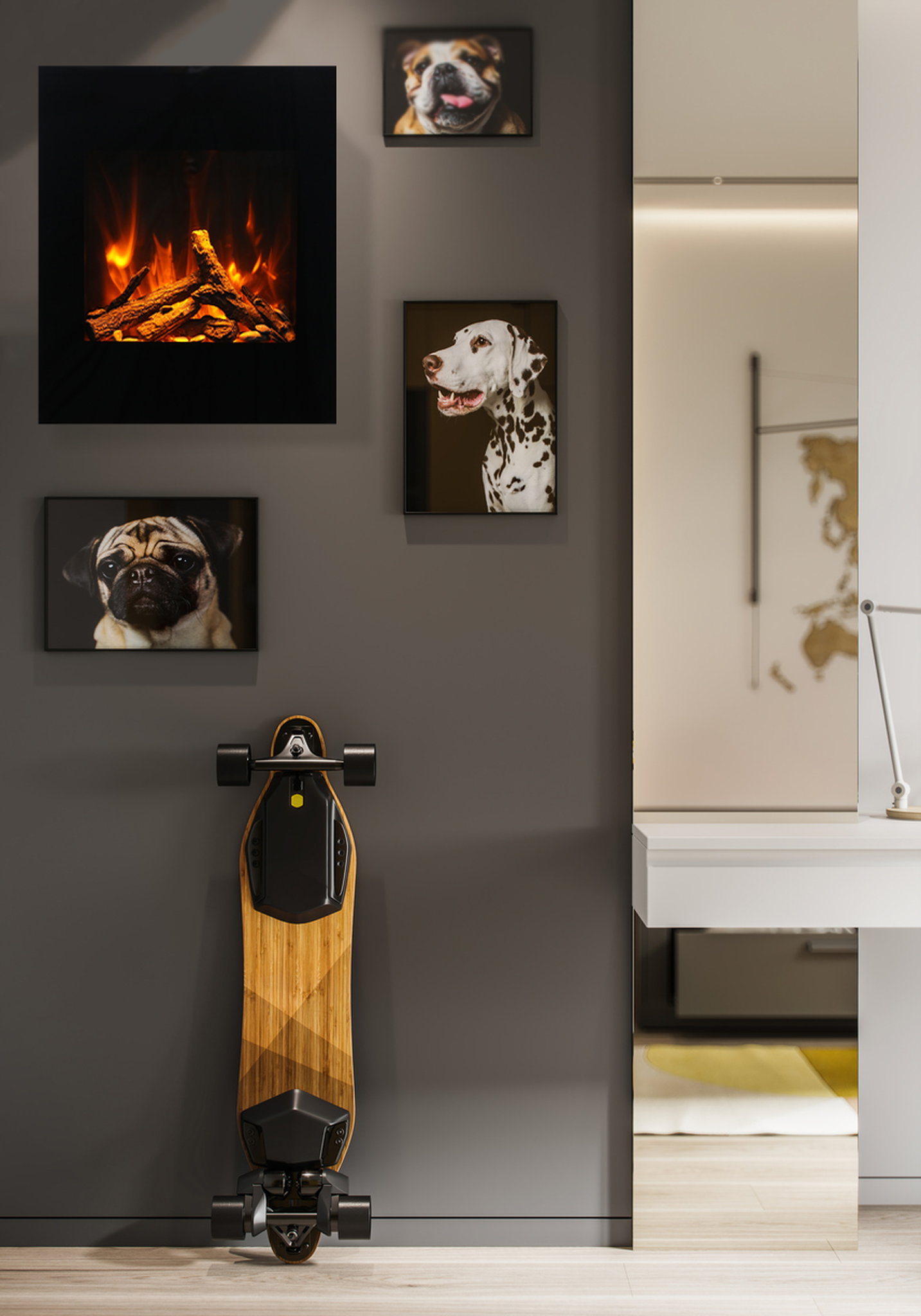 Amantii LUMINA Zero Clearance 24" Corner Wall Mount Smart Electric Fireplace