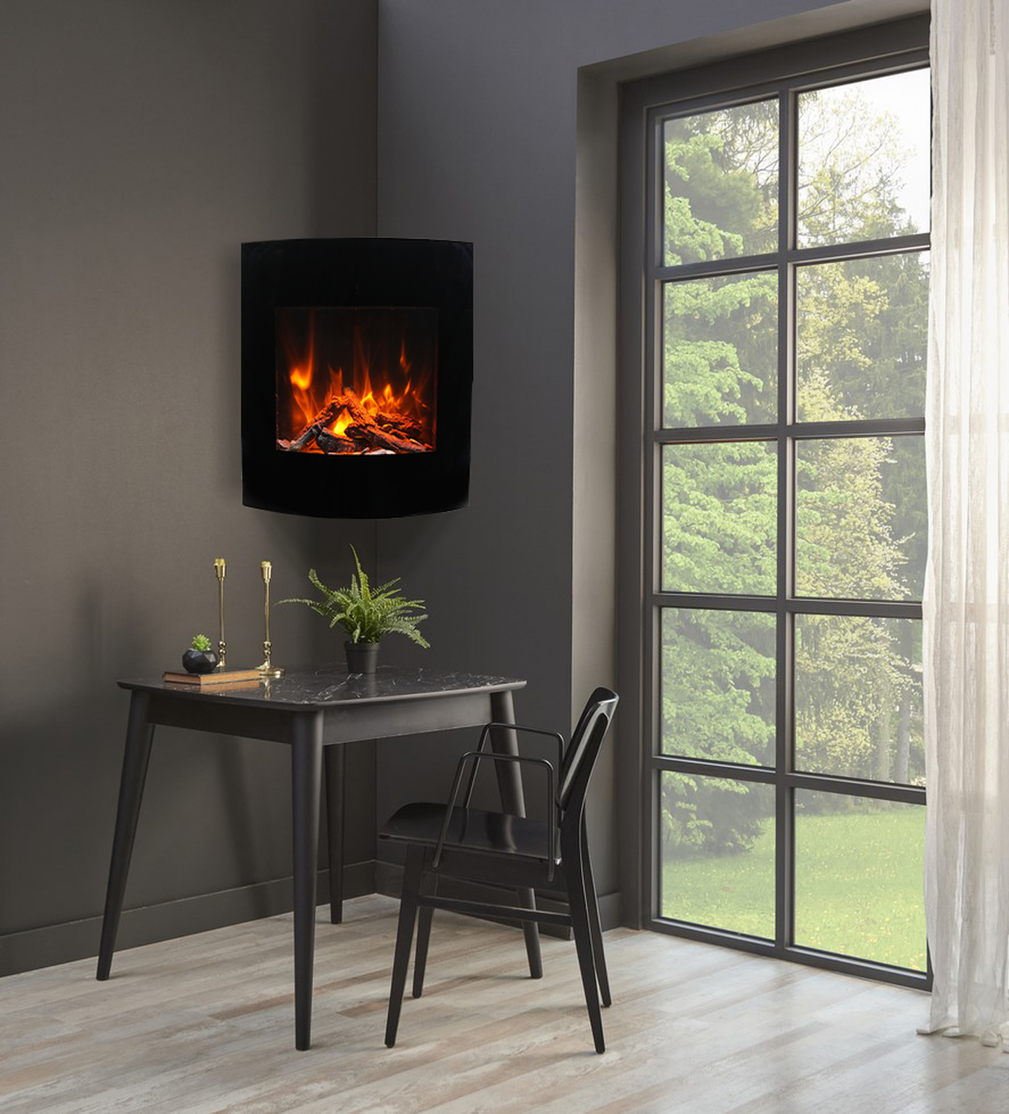 Amantii LUMINA Zero Clearance 24" Corner Wall Mount Smart Electric Fireplace