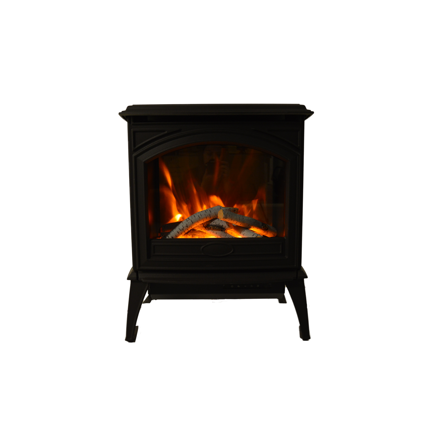 Amantii Lynwood Cast Iron E-50 Freestanding Electric Stove With Birch Log Set