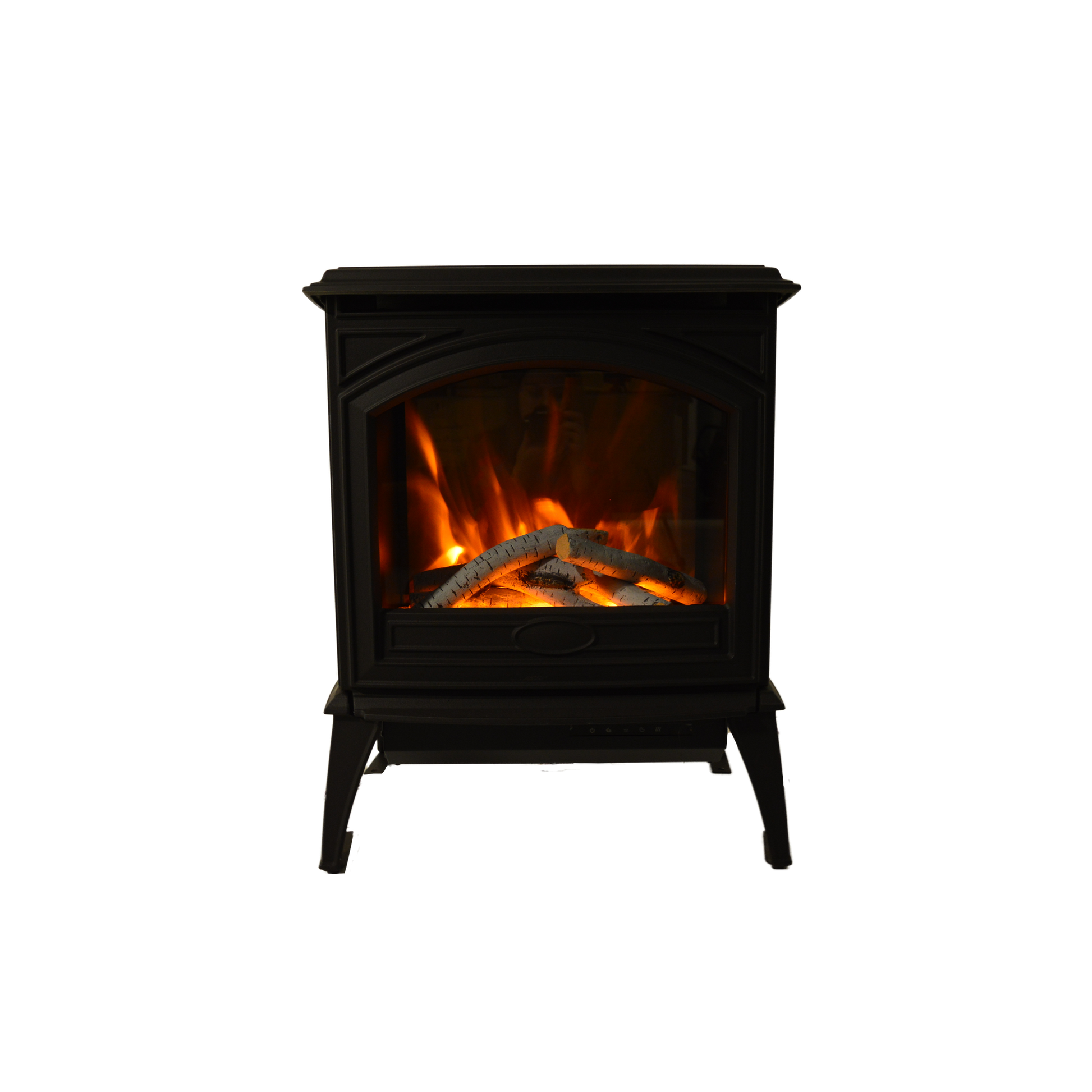 Amantii Lynwood Cast Iron E-50 Freestanding Electric Stove With Birch Log Set