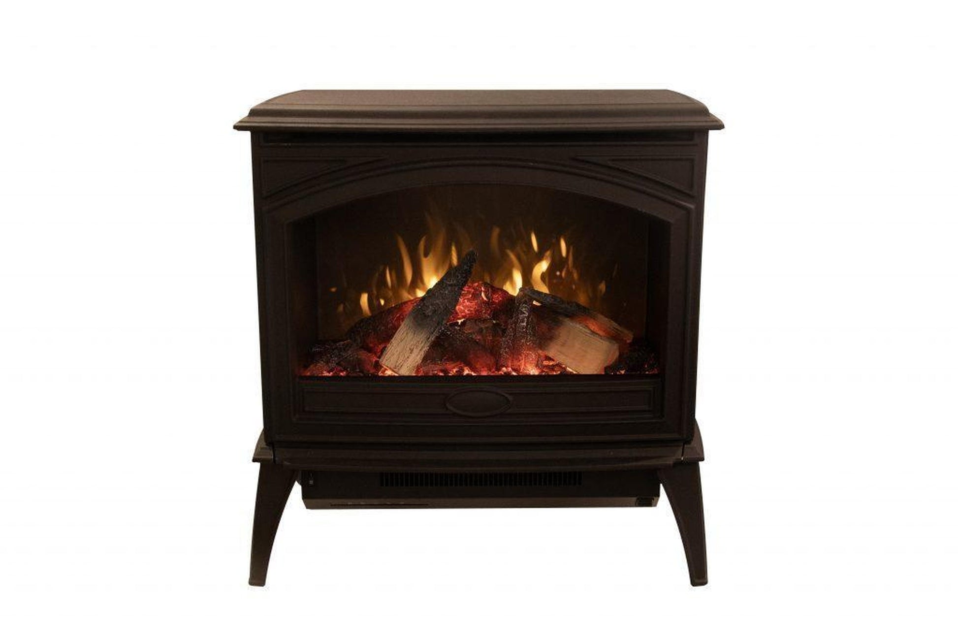 Amantii Lynwood Cast Iron E50-HO Freestanding High Power Electric Fireplace With Lit Logs & Split Logs