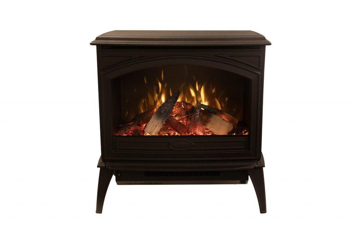 Amantii Lynwood Cast Iron E50-HO Freestanding High Power Electric Fireplace With Lit Logs & Split Logs