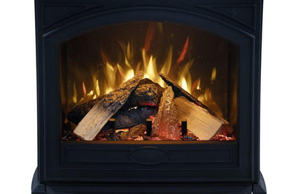 Amantii Lynwood Cast Iron E50-HO Freestanding High Power Electric Fireplace With Lit Logs & Split Logs