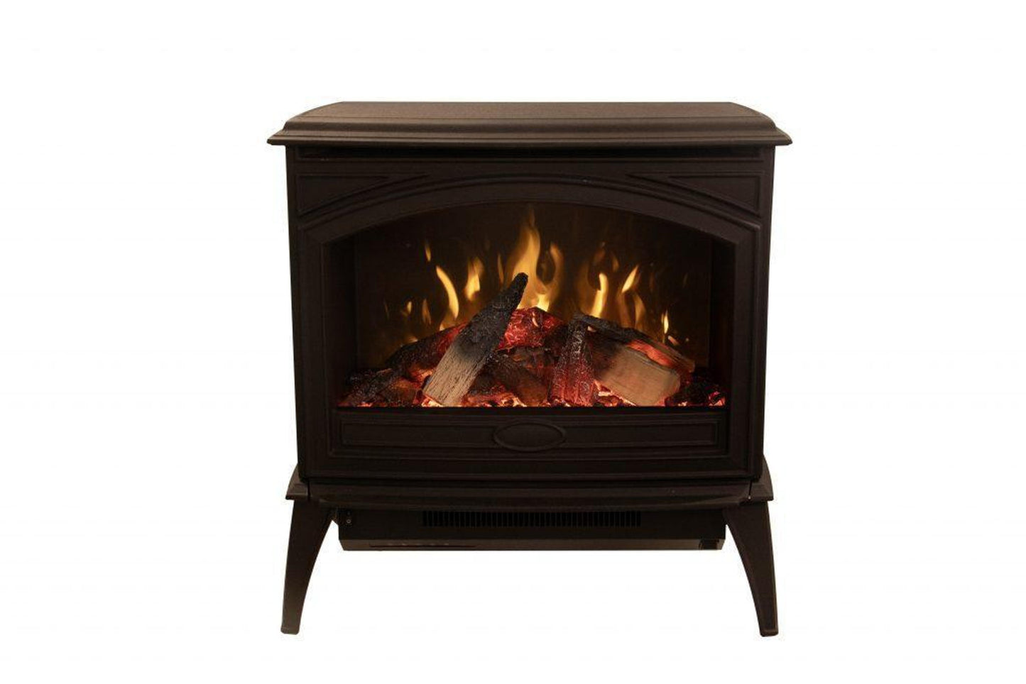 Amantii Lynwood Cast Iron E50-HO Freestanding High Power Electric Fireplace With Lit Logs & Split Logs
