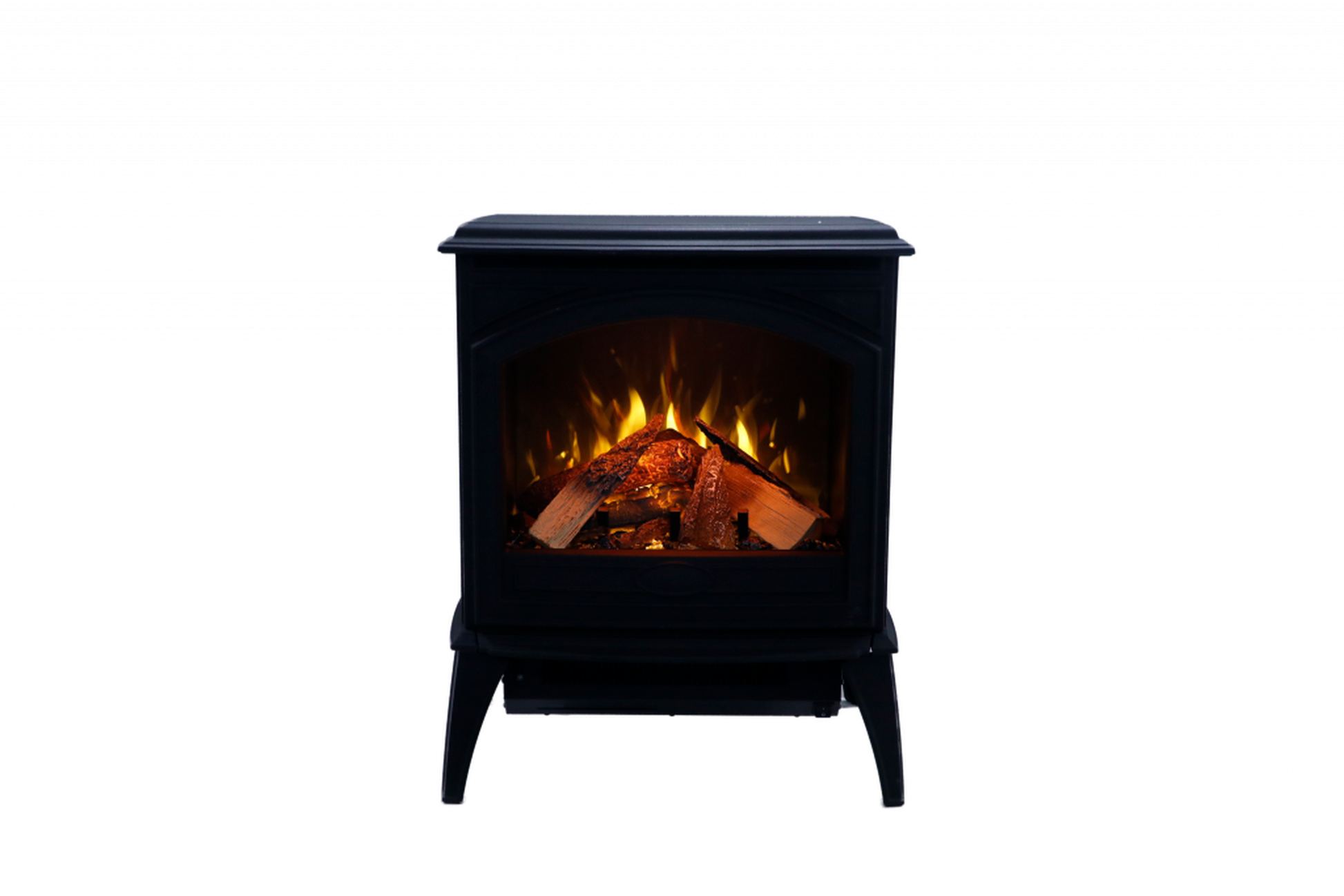 Amantii Lynwood Cast Iron E50-HO Freestanding High Power Electric Fireplace With Lit Logs & Split Logs