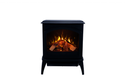 Amantii Lynwood Cast Iron E50-HO Freestanding High Power Electric Fireplace With Lit Logs & Split Logs