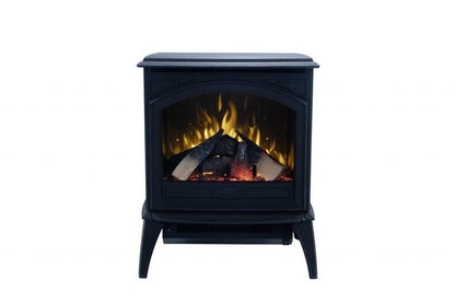 Amantii Lynwood Cast Iron E50-HO Freestanding High Power Electric Fireplace With Lit Logs & Split Logs