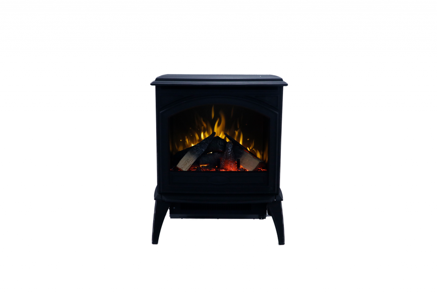 Amantii Lynwood Cast Iron E50-HO Freestanding High Power Electric Fireplace With Lit Logs & Split Logs
