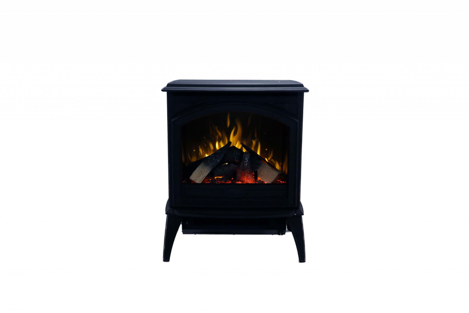 Amantii Lynwood Cast Iron E50-HO Freestanding High Power Electric Fireplace With Lit Logs & Split Logs
