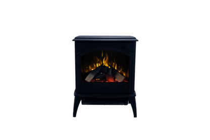 Amantii Lynwood Cast Iron E50-HO Freestanding High Power Electric Fireplace With Lit Logs & Split Logs