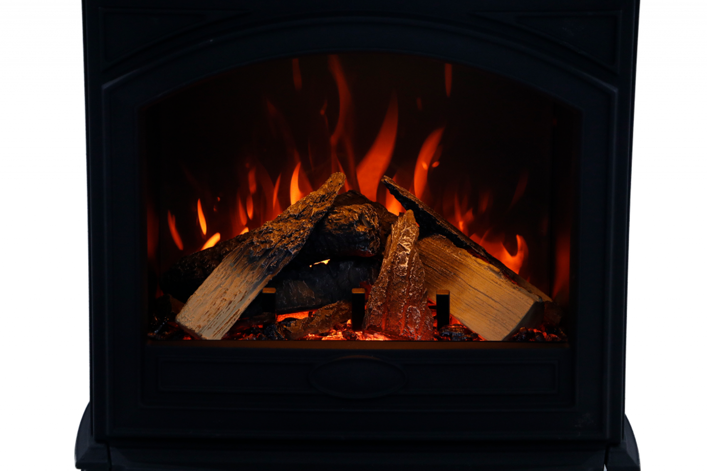 Amantii Lynwood Cast Iron E70-HO Freestanding High Power Electric Fireplace With Lit Logs & Split Logs