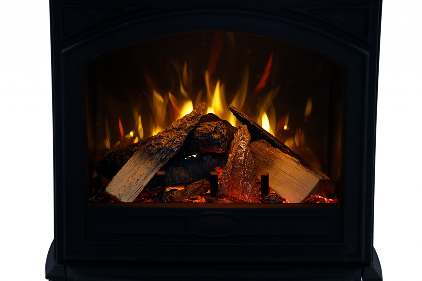 Amantii Lynwood Cast Iron E70-HO Freestanding High Power Electric Fireplace With Lit Logs & Split Logs