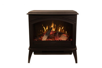 Amantii Lynwood Cast Iron E70-HO Freestanding High Power Electric Fireplace With Lit Logs & Split Logs