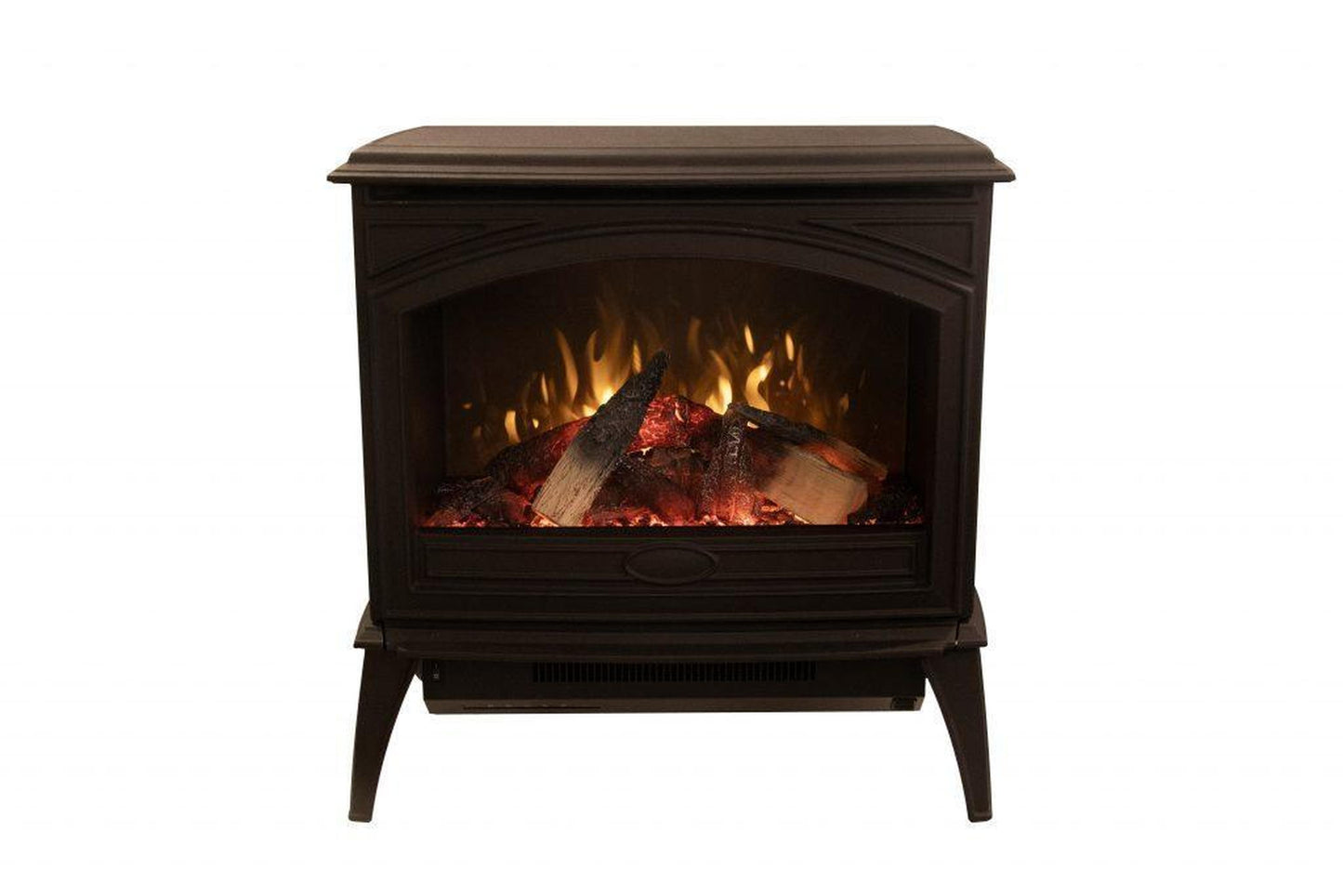 Amantii Lynwood Cast Iron E70-HO Freestanding High Power Electric Fireplace With Lit Logs & Split Logs