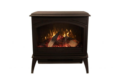 Amantii Lynwood Cast Iron E70-HO Freestanding High Power Electric Fireplace With Lit Logs & Split Logs