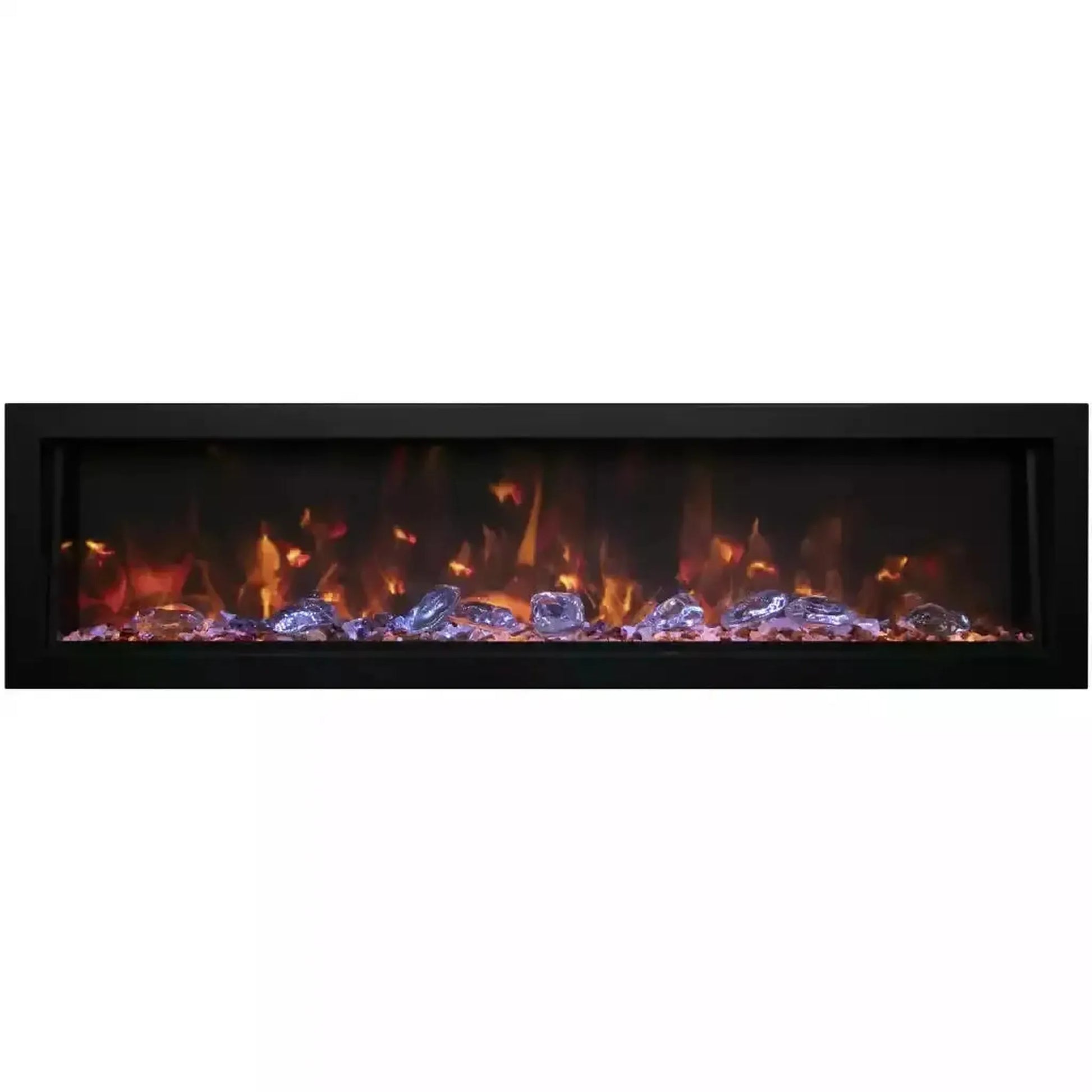 Amantii Panorama BI Deep 40" Indoor / Outdoor Full View Smart Built-in Electric Fireplace With Black Steel Surround