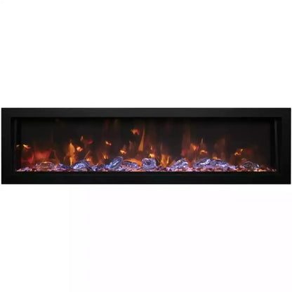 Amantii Panorama BI Deep 40" Indoor / Outdoor Full View Smart Built-in Electric Fireplace With Black Steel Surround