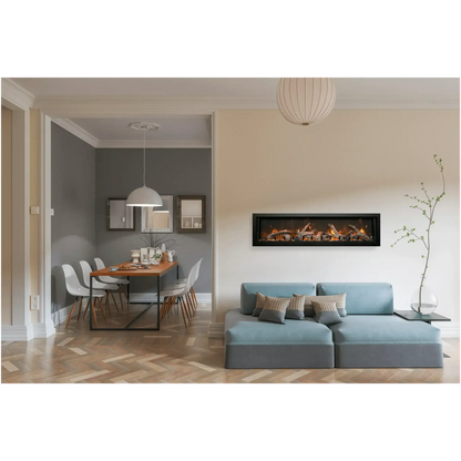 Amantii Panorama BI Deep 40" Indoor / Outdoor Full View Smart Built-in Electric Fireplace With Black Steel Surround