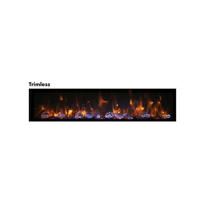 Amantii Panorama BI Deep 40" Indoor / Outdoor Full View Smart Built-in Electric Fireplace With Black Steel Surround