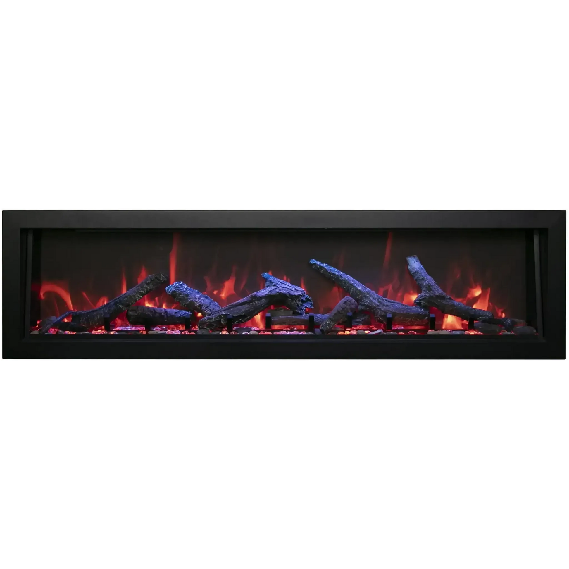 Amantii Panorama BI Deep 40" Indoor / Outdoor Full View Smart Built-in Electric Fireplace With Black Steel Surround